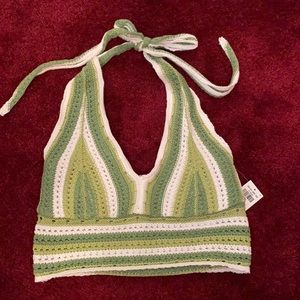 Hollister crop crochet multi-way halter sweater tank. NEW with tags, size small